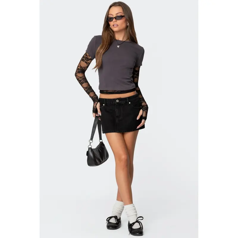 Spencer Low Rise Denim Micro Skirt