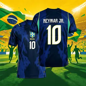 2026 Brazil Home And Away Yellow And Blue 10# Neymar 10# Vini 11# Raphinha Short Sleeve Soccer Jersey Fans Version