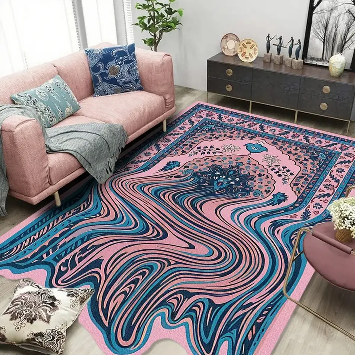 Luxury Vintage Boho Style Carpet, Soft Comfortable Plush Rug Decorative Rugs Bohemian Indoor Floor Cozy Area Rug for Living Room Bedroom Bedside Closet Casual Area, Moroccan Persian Design, Home Decor Rug