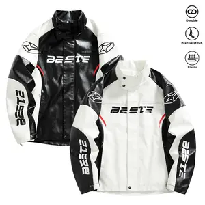 Motorcycle Style Men's Graphic Bomber Jacket - Two-Tone Racing Track Jacket