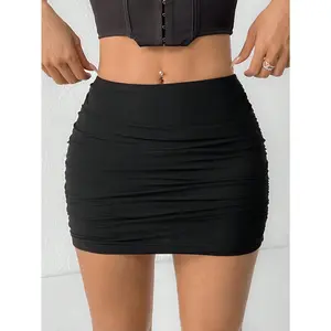 SHEIN PETITE Double Layer Mesh Hip-Covering Short Skirt