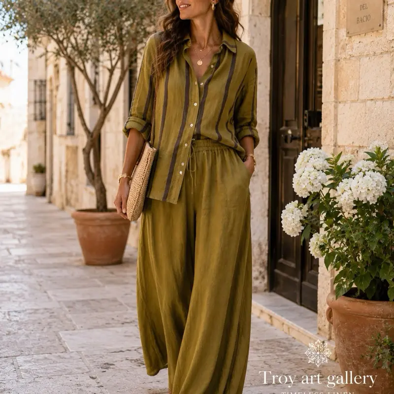 Italian Linen Two-Piece Set – One Size | Chic & Effortless