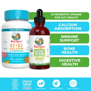 MaryRuth's Wellness Bundle - K2+D3 Calcium Gummies & Organic Liquid Probiotic Healthcare Vitamin