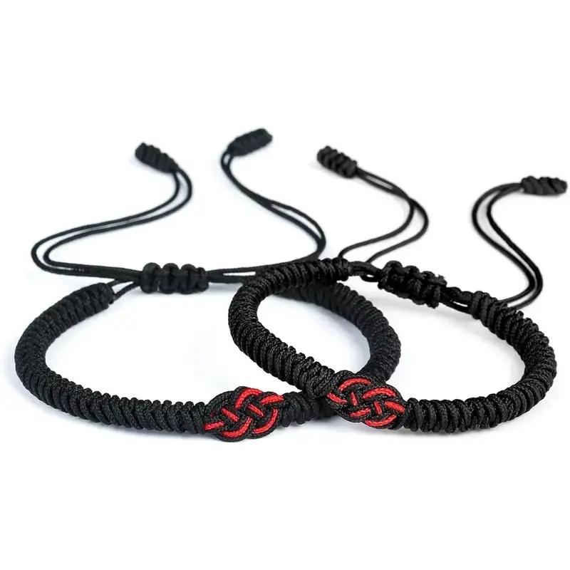 Matching Couple Bracelets for Men Women RedBlack Mix Infinity Love Lucky Bracelet TibetanLucky Amulet Knot Bracelet With Pinky Promise Card Relationship Bracelets for BoyfriendGirlfriend