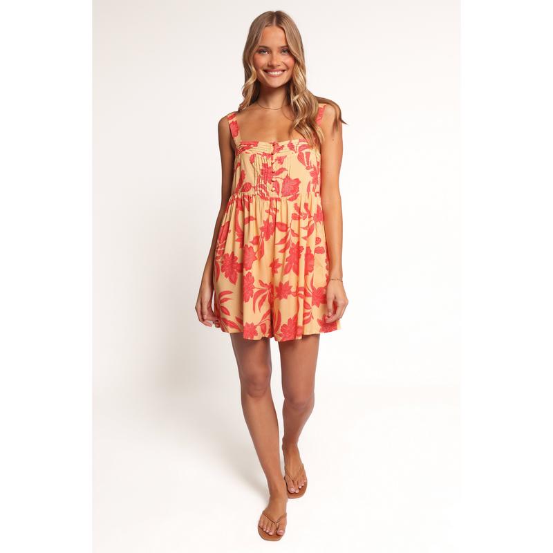 Nani Romper - Red Yellow Paisley Floral