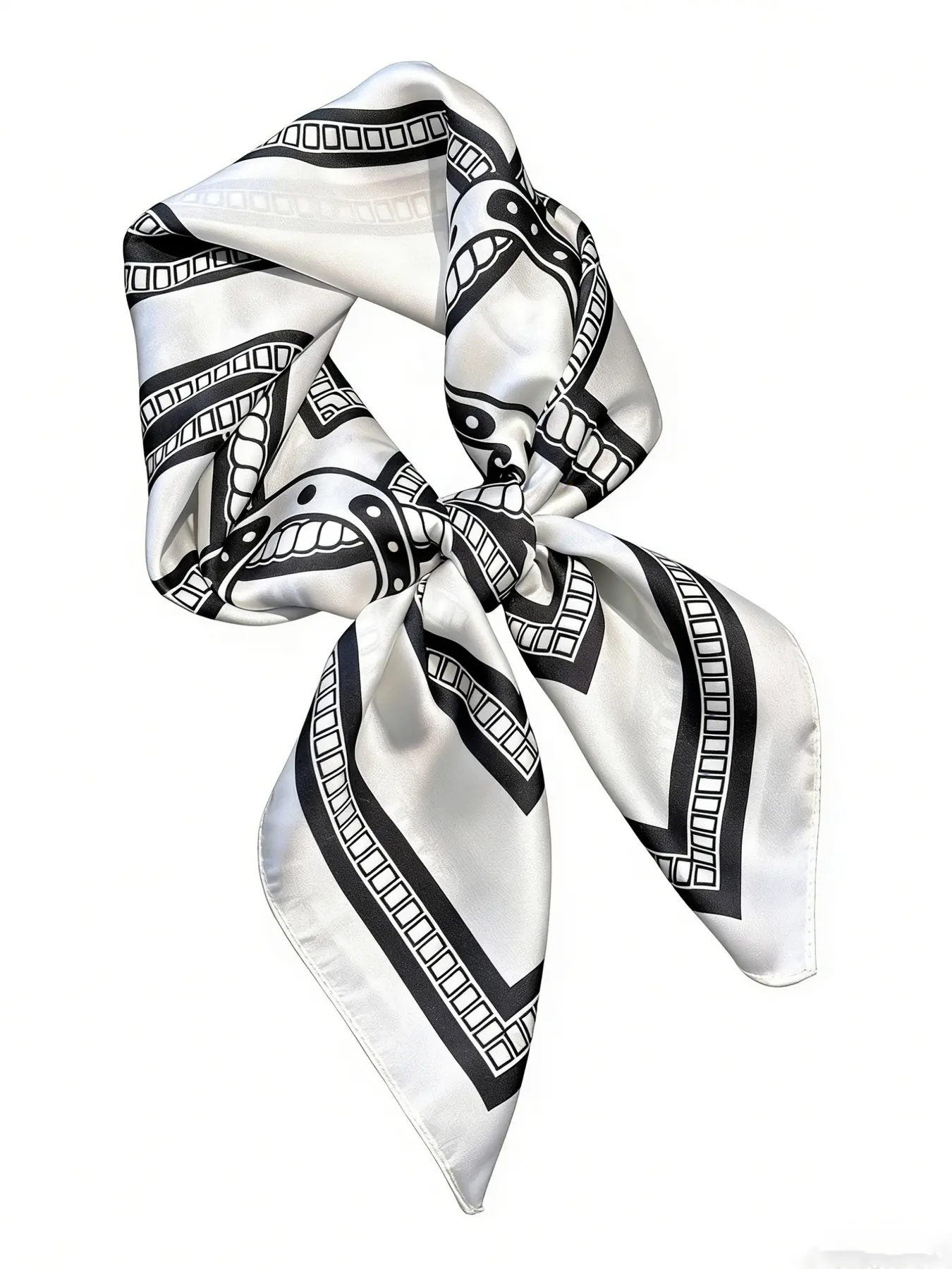 Chain Print Square Scarf, Fashionable Soft Comfortable Scarf for Women & Girls, Casual Versatile Scarf for Daily Wear, Fashion Accessories for Party, Daily Clothing Decor