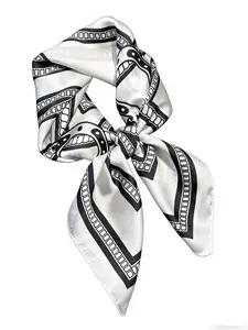 Chain Print Square Scarf, Fashionable Soft Comfortable Scarf for Women & Girls, Casual Versatile Scarf for Daily Wear, Fashion Accessories for Party, Daily Clothing Decor