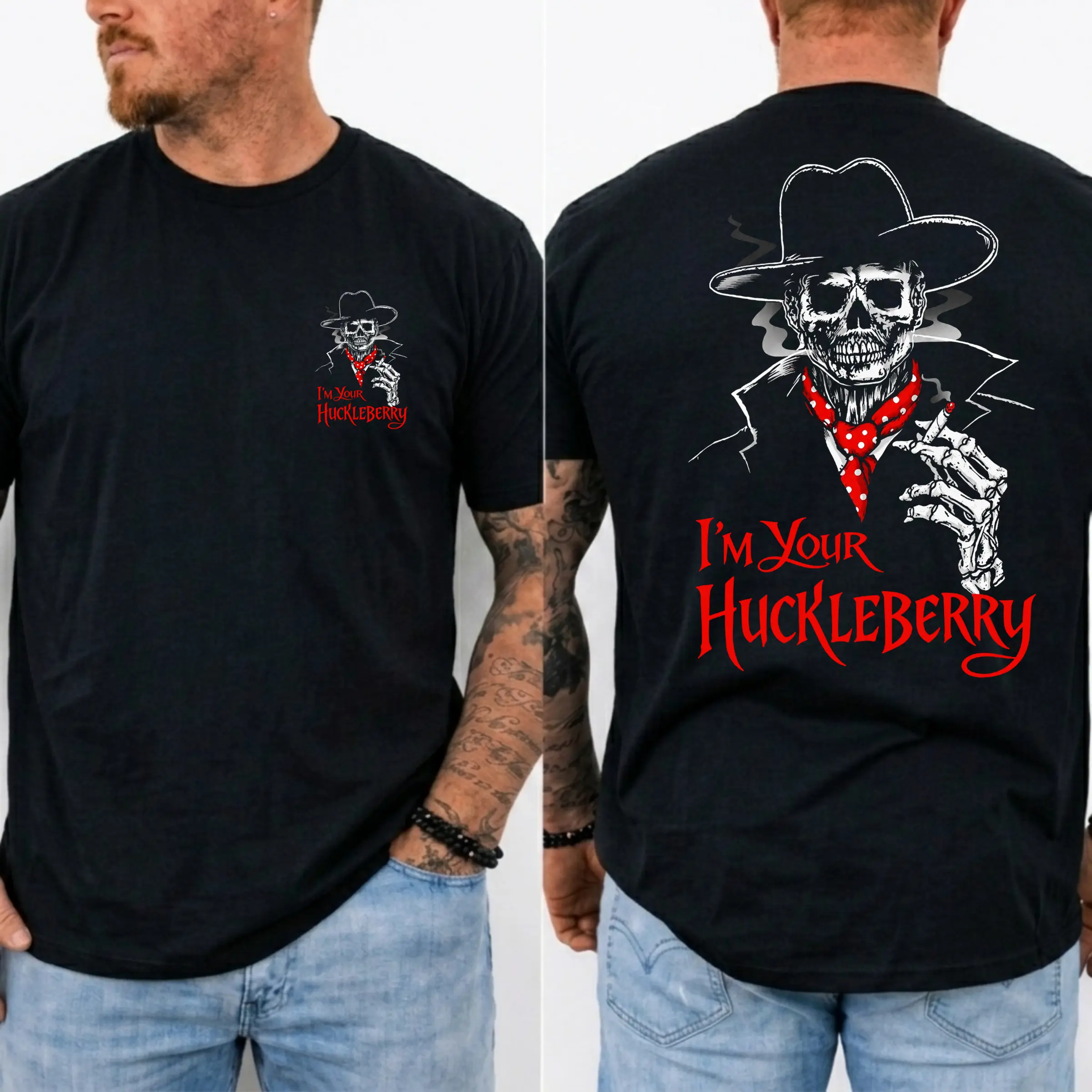 Doc Holliday I'm your huckleberry Old West Death Dealers Collection Tombstone Ghost Town Zombie T-Shirt, Cowboy Val Kilmer Shirt, Full Color, Full Size
