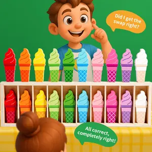 Children Color Matching Memory Logic Training Game, Desktop Parent-Child Interactive Toy, Ice Cream Pair Up Fun Activity