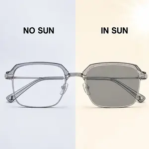 Photochromic Blue Light Blocking Glasses Rimless Luxury Fashion Eyewear