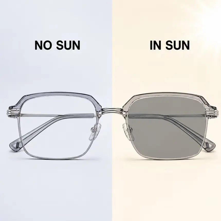 Photochromic Blue Light Blocking Glasses Rimless Luxury Fashion Eyewear