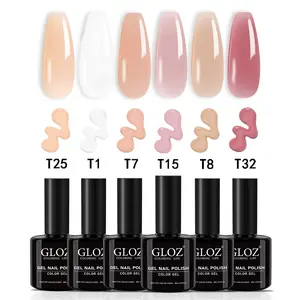 Professional Manicure Kit for Salon Use & Home DIY, GLOZ 6-Color Soak-Off Gel Nail Polish Set, Nail Art