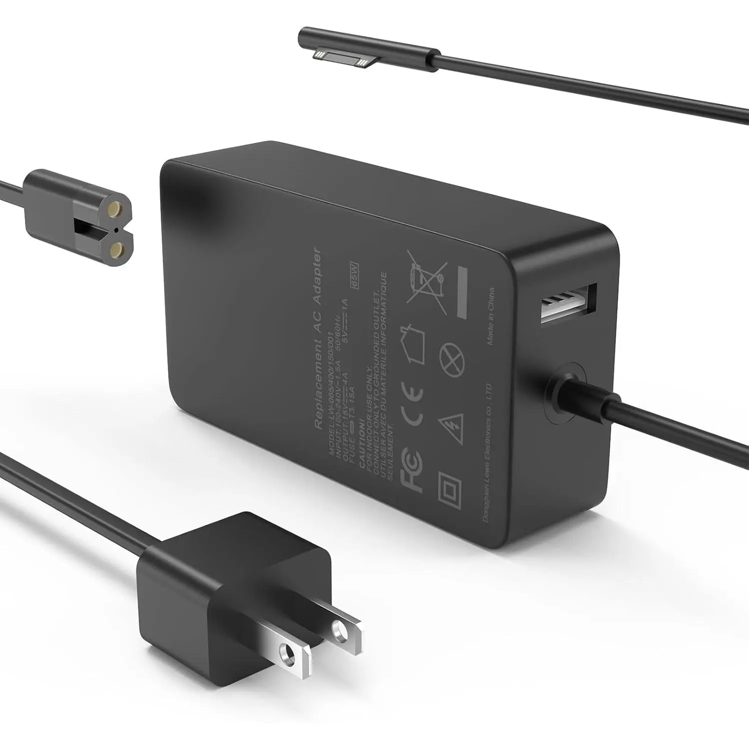 65W Charger for Surface Pro 3/4/5/6/7 Power Supply Adapter, Compatible for Microsoft Surface Book Laptop/Tablet, Works with 65W&44W&36W&24W