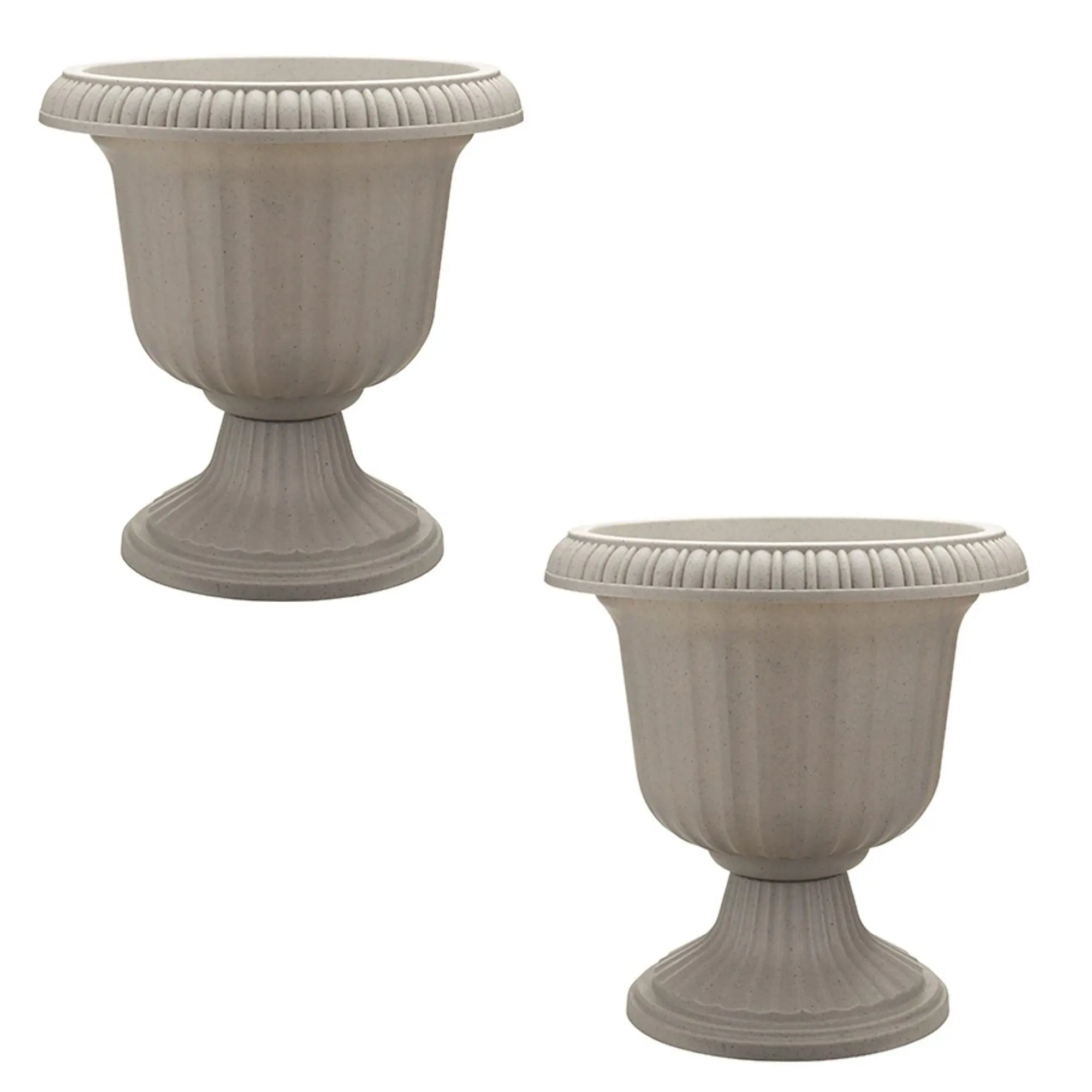 Southern Patio (2 Pack) 14" Outdoor Lightweight Resin Utopian Urn Planter, Stone