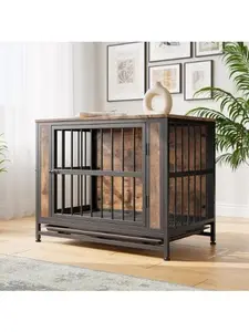 Dog Crate Furniture  Wooden Dog Crate Table Rustic Brown