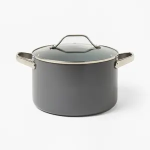 6qt Nonstick Ceramic Coated Aluminum Stock Pot Dark Gray - Figmint