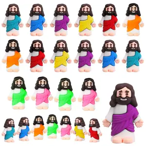 25Pcs Mini Jesus Figures Little Jesus Figures Cute Jesus Statue to Hide and Seek Religious Party Favors Sunday School Baptism Gifts Easter Egg Stuffer for Easter Egg Hunt