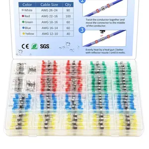 350 Pcs Solder Seal Wire Connectors Heat Shrink Butt Connectors Kit Marine Waterproof Wiring Electrical Cable Splice Terminals for Boat Automotive RV Trailer