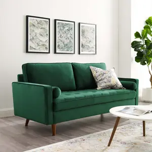 Modway Valour Performance Velvet Sofa in Green