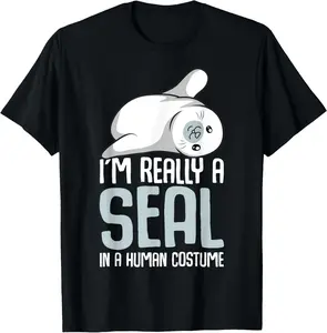 100% Cotton Seal Costume Sea Lion Seals Girls Boys Women T-Shirt