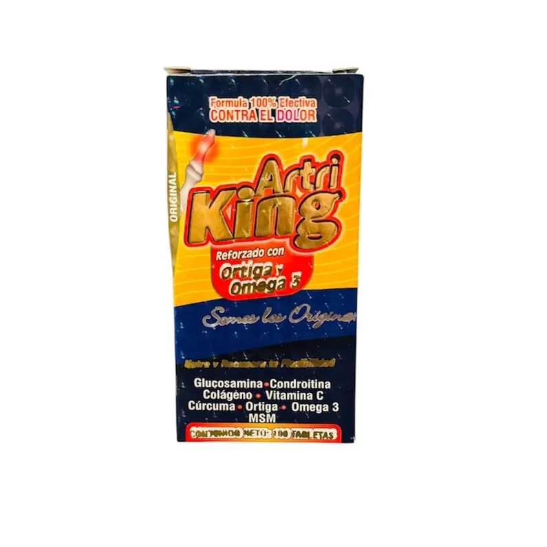 Artri King Reforzado con Ortiga y Omega 3 Glucosamine Vitamin Turmeric Collagen 100 TABS Mexico