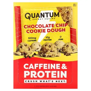 Quantum Energy Square Chocolate Chip Cookie Dough, 8 Bars, 1.69 oz (48 g) Each