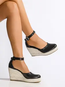 Women's Wedge Sandals, Closed Toe Casual Sandals with Cutout Cross Strap Design, Stylish Footwear Perfect for Beach Parties and Vacations, Suitable for Parties and Daily Wear