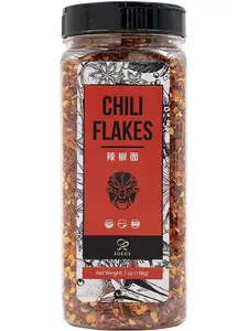 Soeos Chili Flakes, 7oz (198g), Medium Hot, Dried and Crushed Red Chili Pepper Flakes, Premium Chili Powder for Pizza, Chowder, Seafood, and Pasta Spice