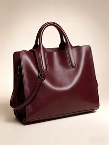 Minimalist Leather Tote Bag, Retro Crossbody Shoulder Bag, Business Travel Laptop Bag, Handheld Single Strap Diagonal Three-In-One, Large Capacity, Business Ready