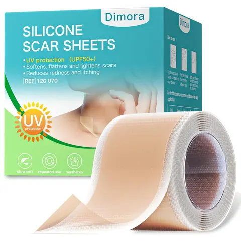 Dimora Medical-Grade UV-Protective Silicone Scar Sheets Roll - Cuttable, Hypoallergenic, Non-Toxic Tape (1.6in × 78.7in) for Post-Surgery Repair, Keloids, Sun Protection & Brightening Patches, Scar Patches
