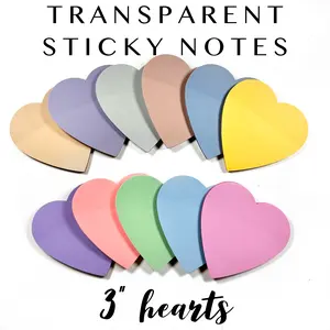 Transparent Sticky Notes - 3" Heart Shaped