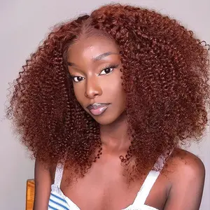 Wavymy Styled-to-Go Reddish Brown Afro Kinky Curly 7x5 Lace Wear & Go Glueless Wigs 180% Density Pre-Cut & Pre-Plucked 100% Human Hair Wig