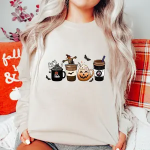 Halloween Coffee Sweatshirt, Fall Coffee Sweatshirt, Plus Size Halloween Crewneck, Pumpkin Spice Shirt, Coffee Lover Shirt, Pumpkin Coffee Sweatshirt