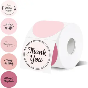 2 inch Round Thermal Label,Pink Circle Thermal Sticker Labels for Business and Home,Direct Thermal Printer Label for DIY Logo Design,Thanks Card,500 Labels/1 Roll