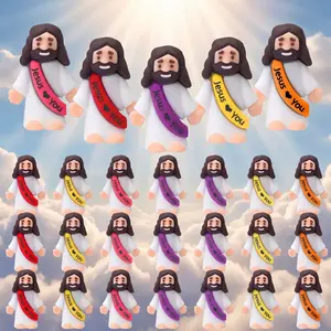 25Pcs Little Jesus Figures Original Design Mini Jesus Figures Jesus Love You Figure to Hide and Seek Religious Party Favors Sunday School Baptism Gifts (Multicolor)