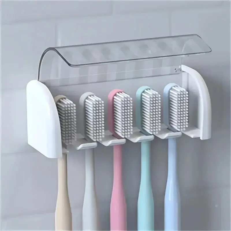 1PC Toilet dustproof, waterproof, frosted plastic adhesive, traceless toothbrush storage holder, Dustproof Toothbrush Holders