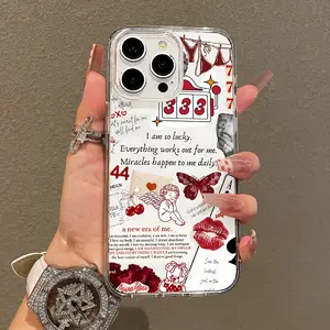 Soft Girl Magnetic Case for iPhone11/12/13/14/15/16/17/promax, Red Lucky Girl Manifest Phone Case Lightweight, Drop-Proof, MagSafe Compatible | Perfect for Teen Girls