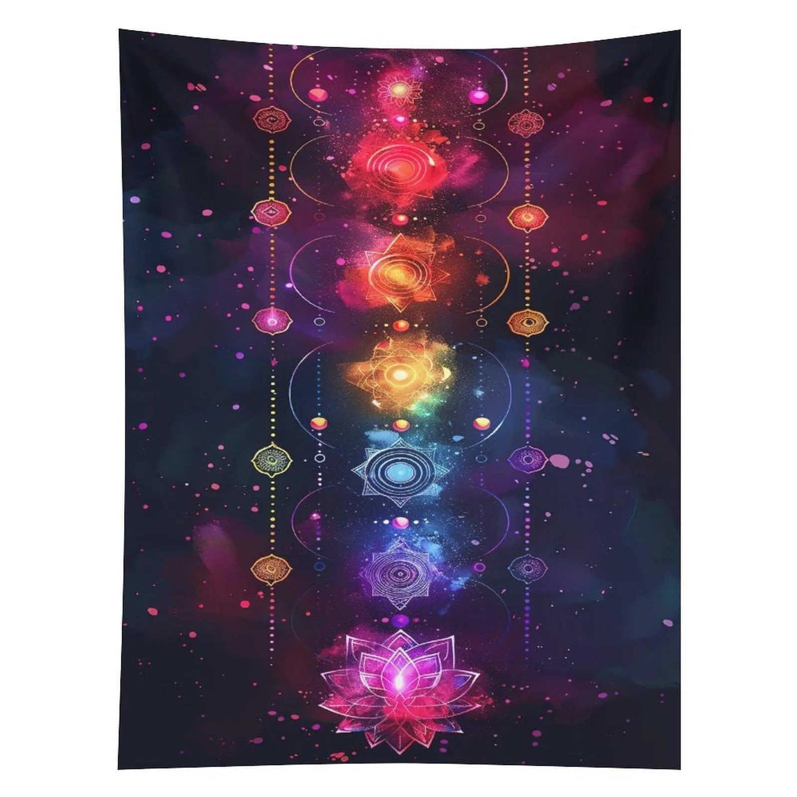 Mystic Chakra Lotus Tapestry Cosmic Nebula Spiritual Yoga Wall Hanging Decor