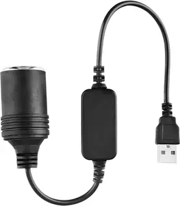 USB to Cigarette Lighter Socket, Portable 1 Ft 5V USB A Male to 12V Female Cigarette Lighter Adapter, Heavy Duty Power Converter for Dash Cam GPS LED Light Strips
