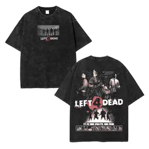 valentine shirts Left 4 Dead Retro Vintage Unisex Oversized Acid Washed Lightweight Cotton T-Shirt, Game Lover, Graphic Tee,Menswear, Top Collar, Fabric Seamless graphic  tee Casual Hoodie Print Straight tops  men Tshirt Streetwear
