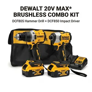 DEWALT DCF805 & DCF850 Drill Driver Impact Driver Combo Kit mechanic hand tool wrench brushless cordless variable speed controller diy use electric screwdriver power tool no-load torque capacity task high li-ion battery input big m