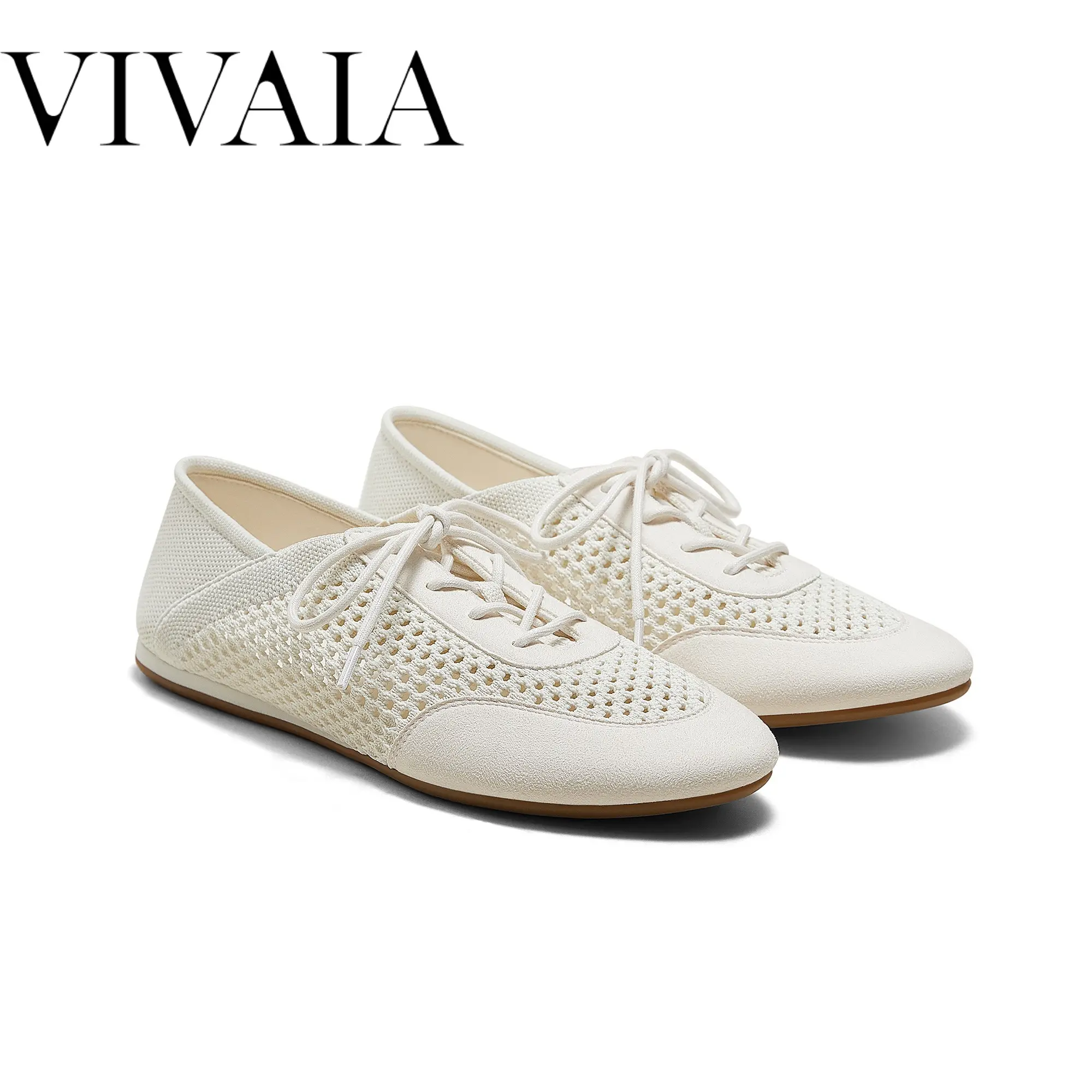 VIVAIA Women's YARA Sneakers, Lightweight Breathable Mesh Lace-Up Shoe for Walking, Machine Washable with a Collapsible Heel, Walking Shoes, Trainer, Casual, Footwear, Mesh Fabric, Closed tiktokshopbacktoschool, Round Toe