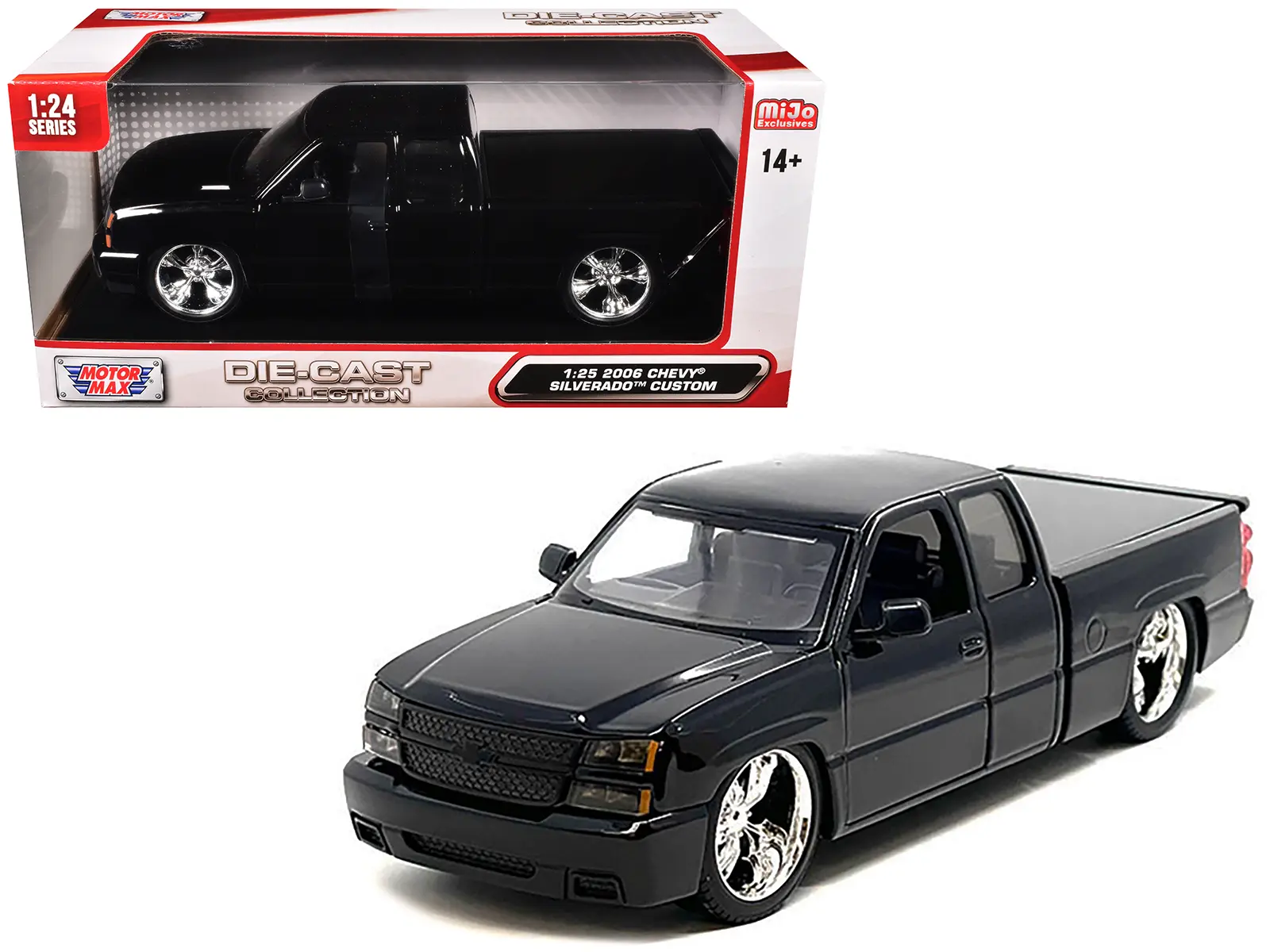 2006 Chevrolet Silverado Custom Pickup Truck Black "Die-Cast Collection" Series 1/25 Diecast Model by Motormax