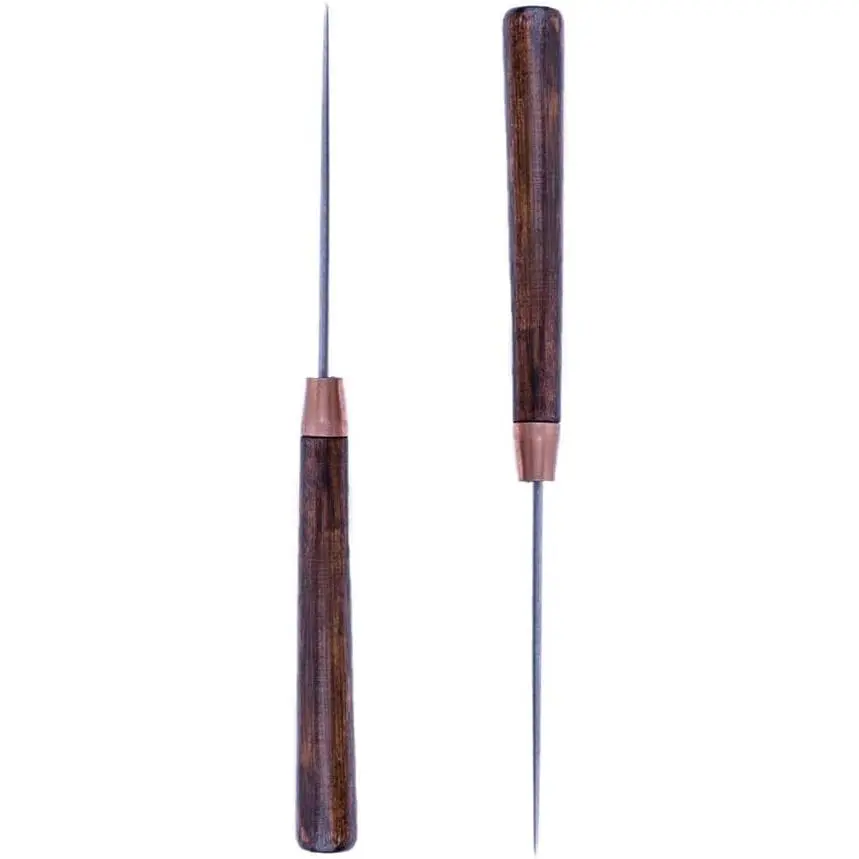 (Pack of 2) Leather Scratch Awl with Wooden Handle, Sewing Tailors Awl for Punch Stitching, DIY Handmade Leather Craft Repair Tools