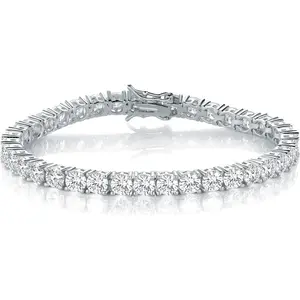 GMESME 18K White Gold Plated 4.0 Round Cubic Zirconia Classic Tennis Bracelet 6/6.5/7/7.5/8/8.5/9 Inch