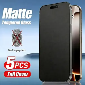 5pcs matte HD Screen Protector  for iPhone 17 Air/16e/17/16/15/14/13/12/11/Pro Max/Pro/Plus/Mini/X/XS/XR/XS MAX/7/8/SE,Full Coverage,9H+ Hardness,Anti-Scratch, Anti-Fingerprint,Bubble-free Installation,Compatible with Phone Case