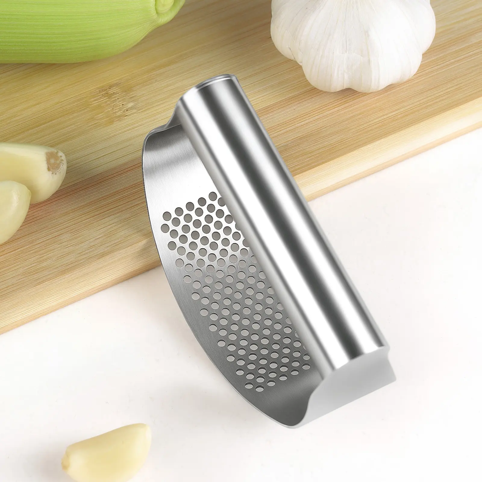 Heavy Duty Stainless Steel Garlic Press - Labor-Saving Mashing Tool with Detachable Easy-Clean Structure, Multipurpose Kitchen Gadget for Daily Cooking, Dorm & Apartment Use