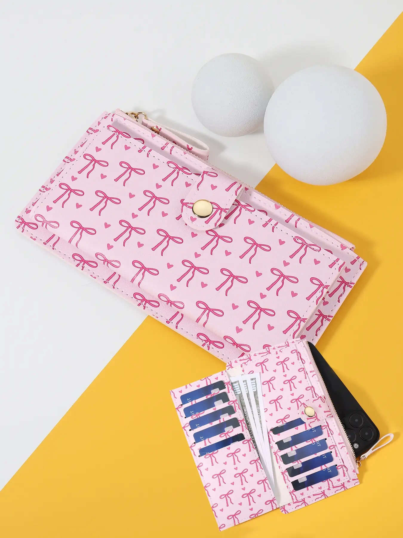 Women's long wallet with large capacity, classic women's long wallet, stylish wallet, cute wallets, zipper and card slot clutch, ultra-thin and can hold mobile phones