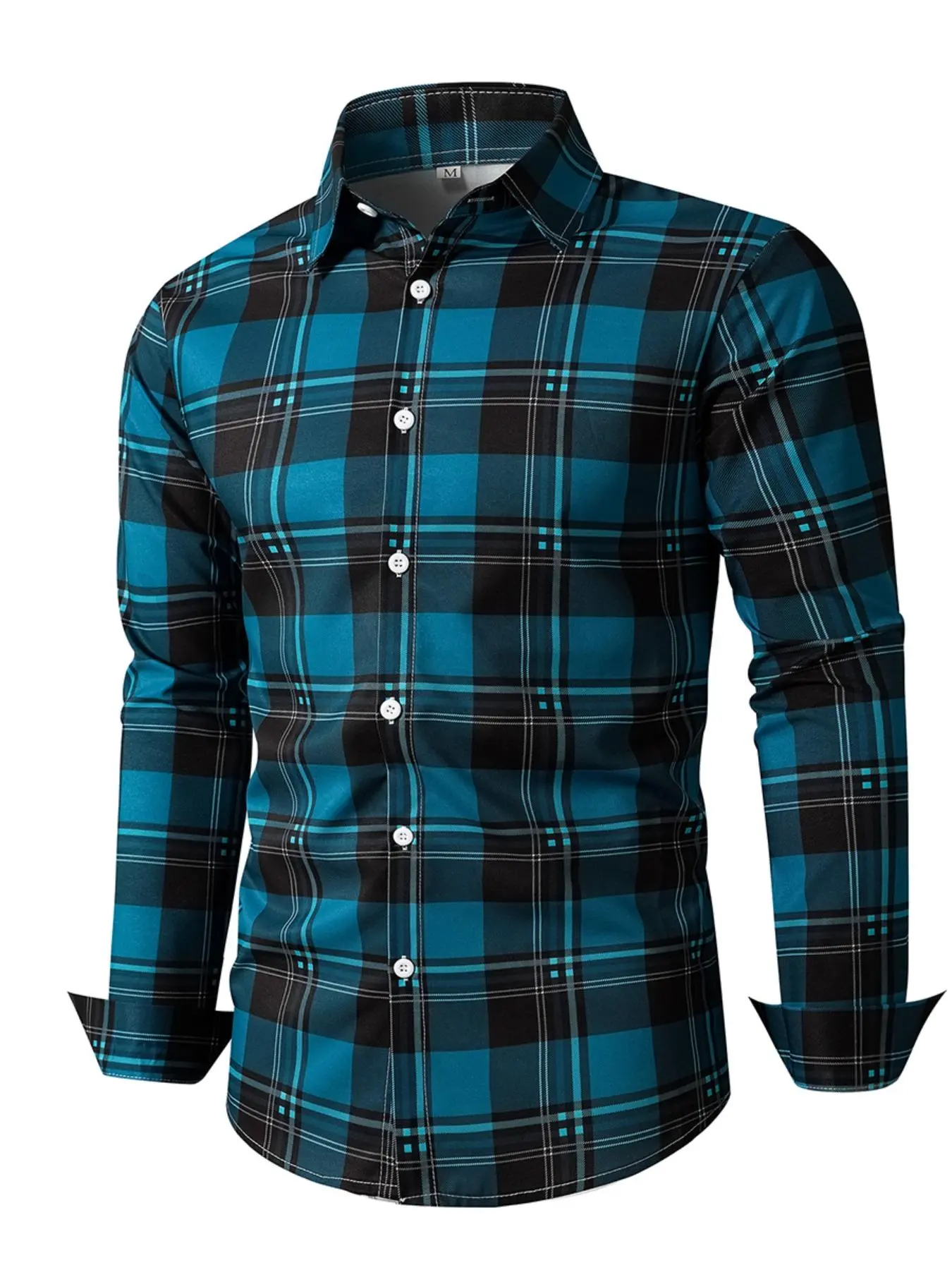 Men's Plaid Print Button Front Neckline Shirt, Button Up Shirt, Casual Fashion Shirt, Casual Regular Fit Long Sleeve Collared Top for Fall & Winter, Men's Clothes for Daily Wear