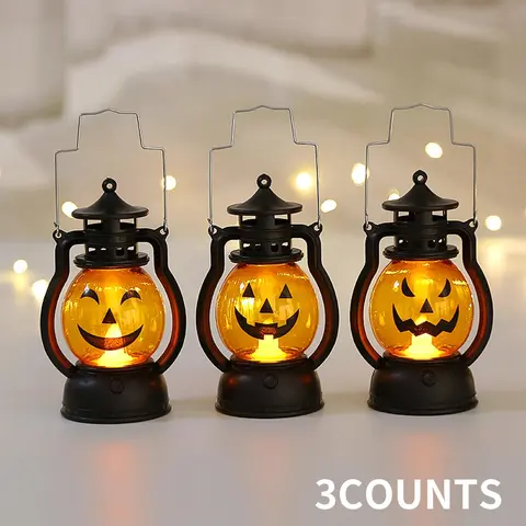 Halloween Pumpkin Oil Lantern, /box LED Hanging Light, Retro Hanging Light for Holiday Party, Perfect for Festive Decorations, Ornaments, Hanging Decorative Lights